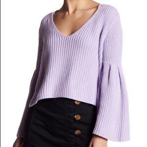 Free People Bell Sleeve Lavender Sweater